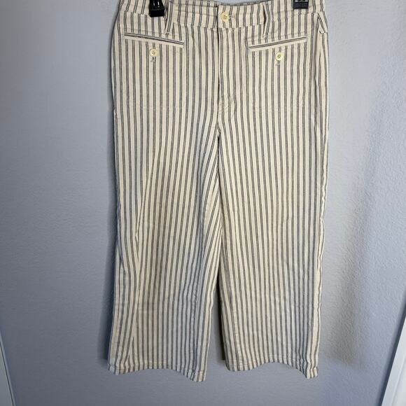Madewell Denim - Madewell Wide Leg Crop Stripe Pants High Waisted
